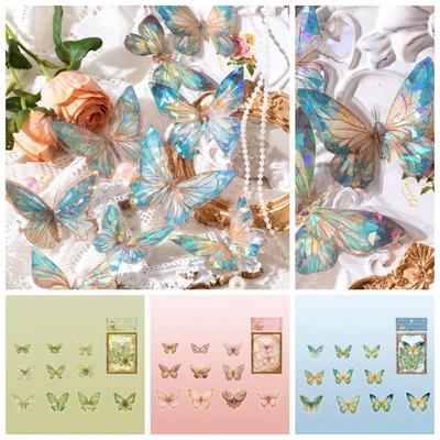 Handmade Ice Crystal Laser Butterfly Sticker Decorative Butterfly Collage Sticker Hand Account