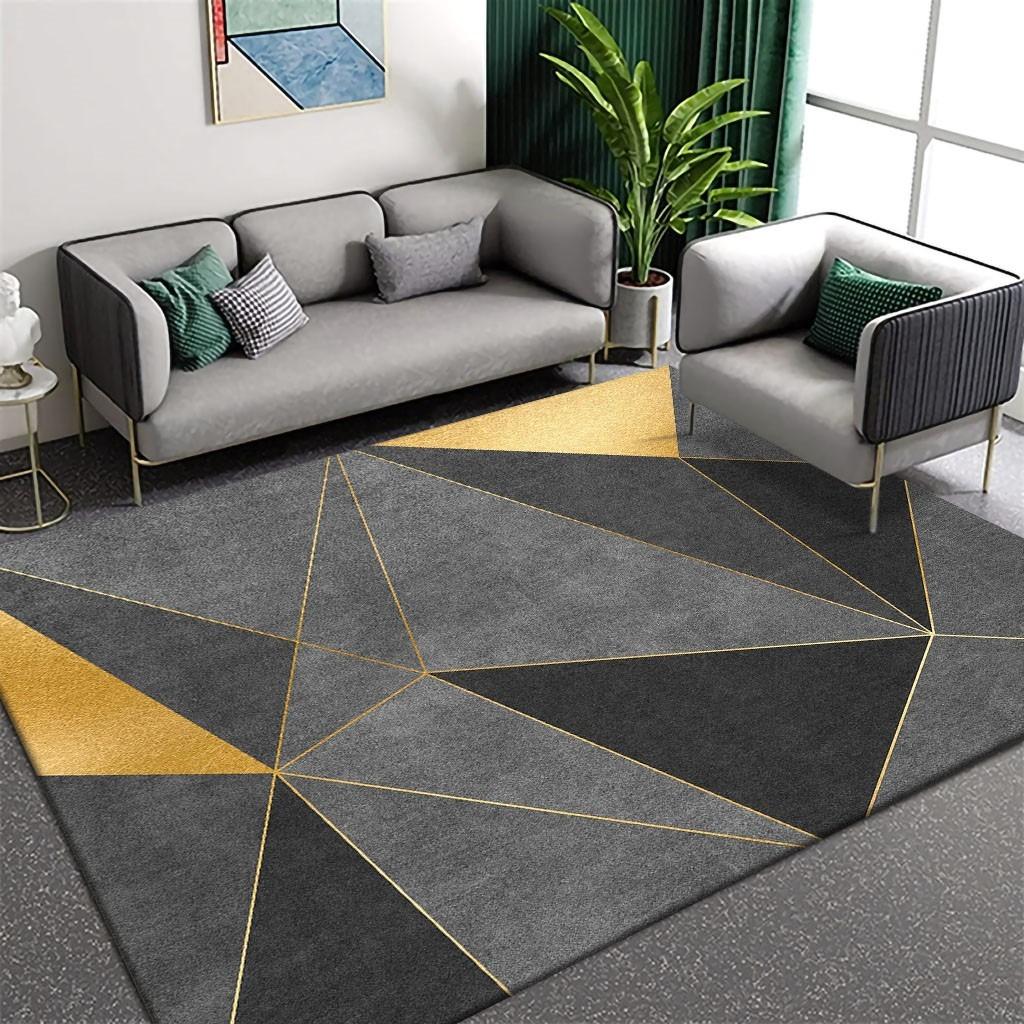 Moderner Luxus Geometrisches und Kronenmuster Teppich Rutschfest Weiche Bodenmatte Tisch- und Stuhlmatte Couchtischmatte für Heimdeko