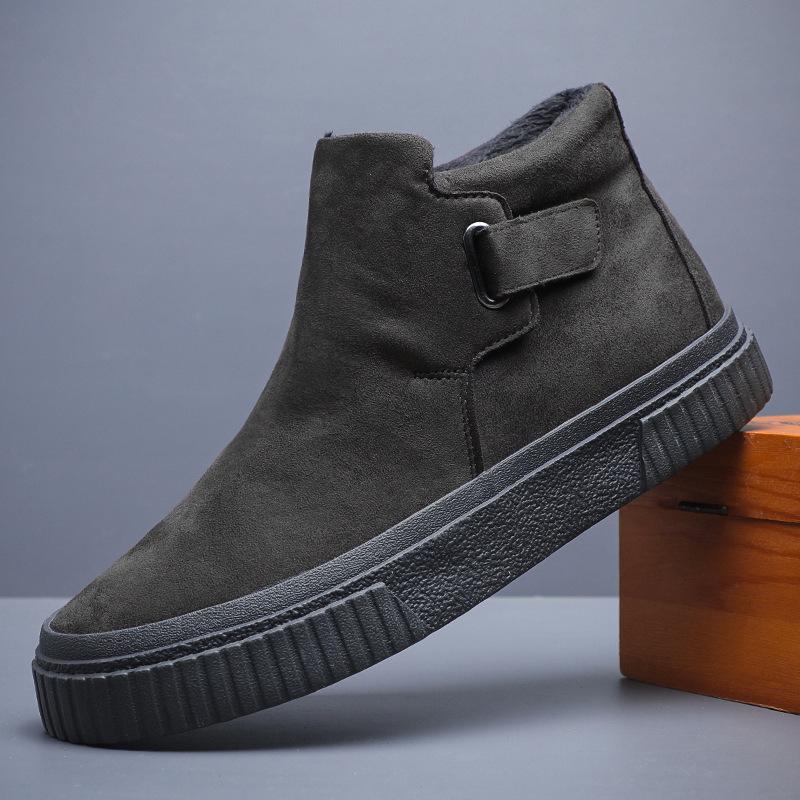 

Зимняя обувь для мужчин. Замшевые кожаные ботинки. Высокие теплые повседневные ботинки из плюшевой кожи. Мужские зимние ботинки для активного отдыха. 44 серый