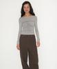 RONRON Shirring Bustier Long Sleeve T Shirt Gray