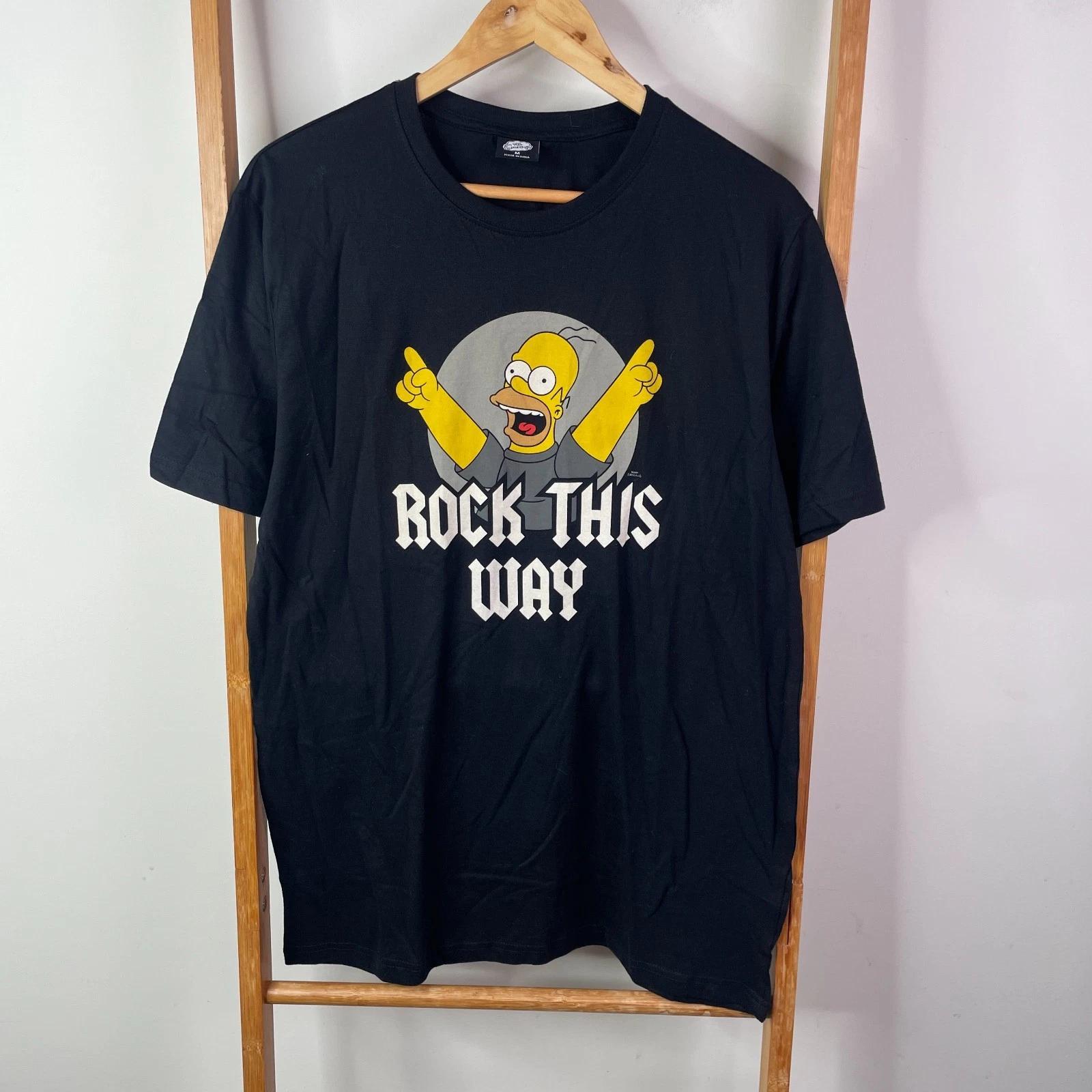 The Simpsons Shirt Mens Medium Black Homer Simpson Rock This Way Short Sleeve M