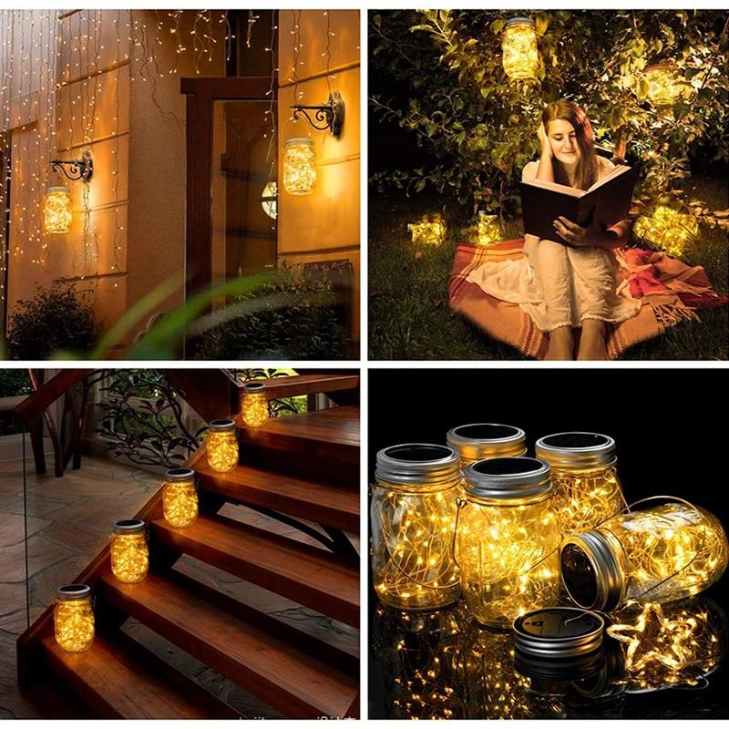 Outdoor Solar Cracked Mason Glass Wishing Light Landscape Garden Night Light Waterproof  Christmas Villa Decoration Lantern