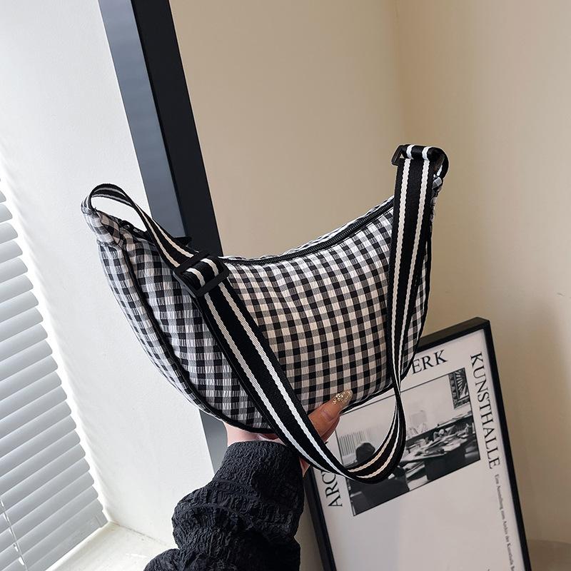 2025 summer new messenger bag women's daily fashion casual versatile shoulder bag plaid dumpling bag