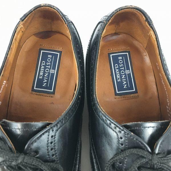 80er-90er Vintage BOSTONIAN Vollleder Wingtip Full Brogue Schwarz Größe 8.5D 26.0-26.5 Herren(GEBRAUCHT)