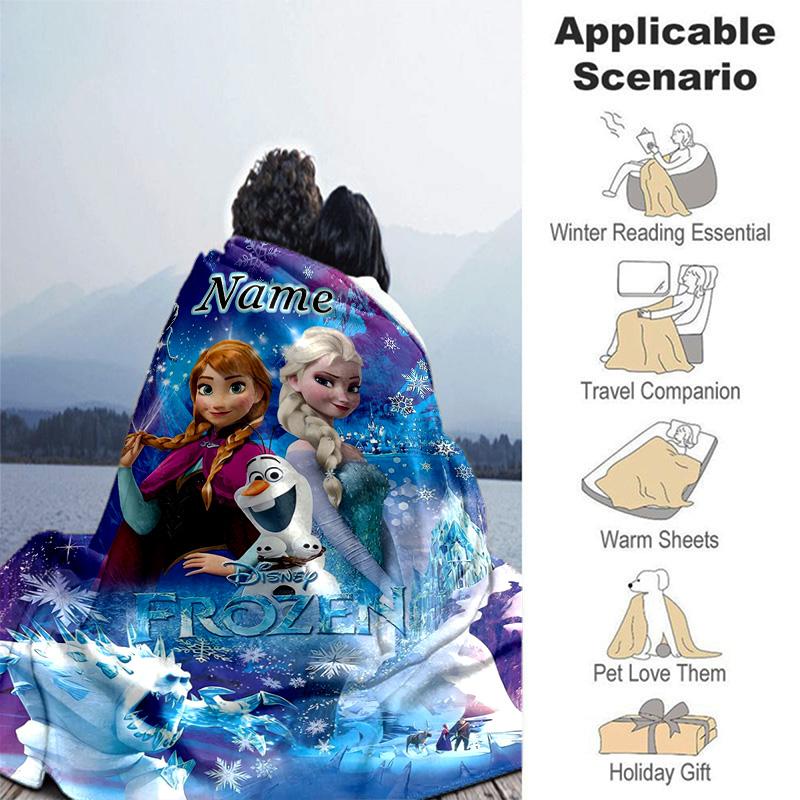Custom 1pc Elsa's Magical Ice World Blanket, Soft And Comfortable Blanket, Casual Warm, Camping Travel Blanket, Birthday Gift Q91075