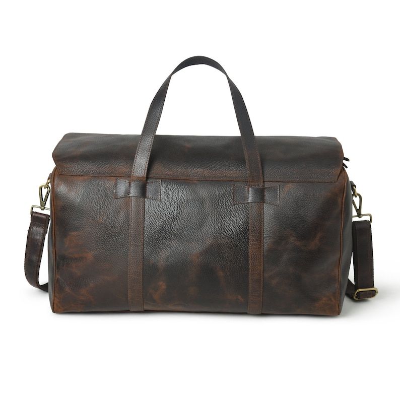 Personalized Full Grain Leather Duffle Bag: Burgundy Monogrammed Weekender