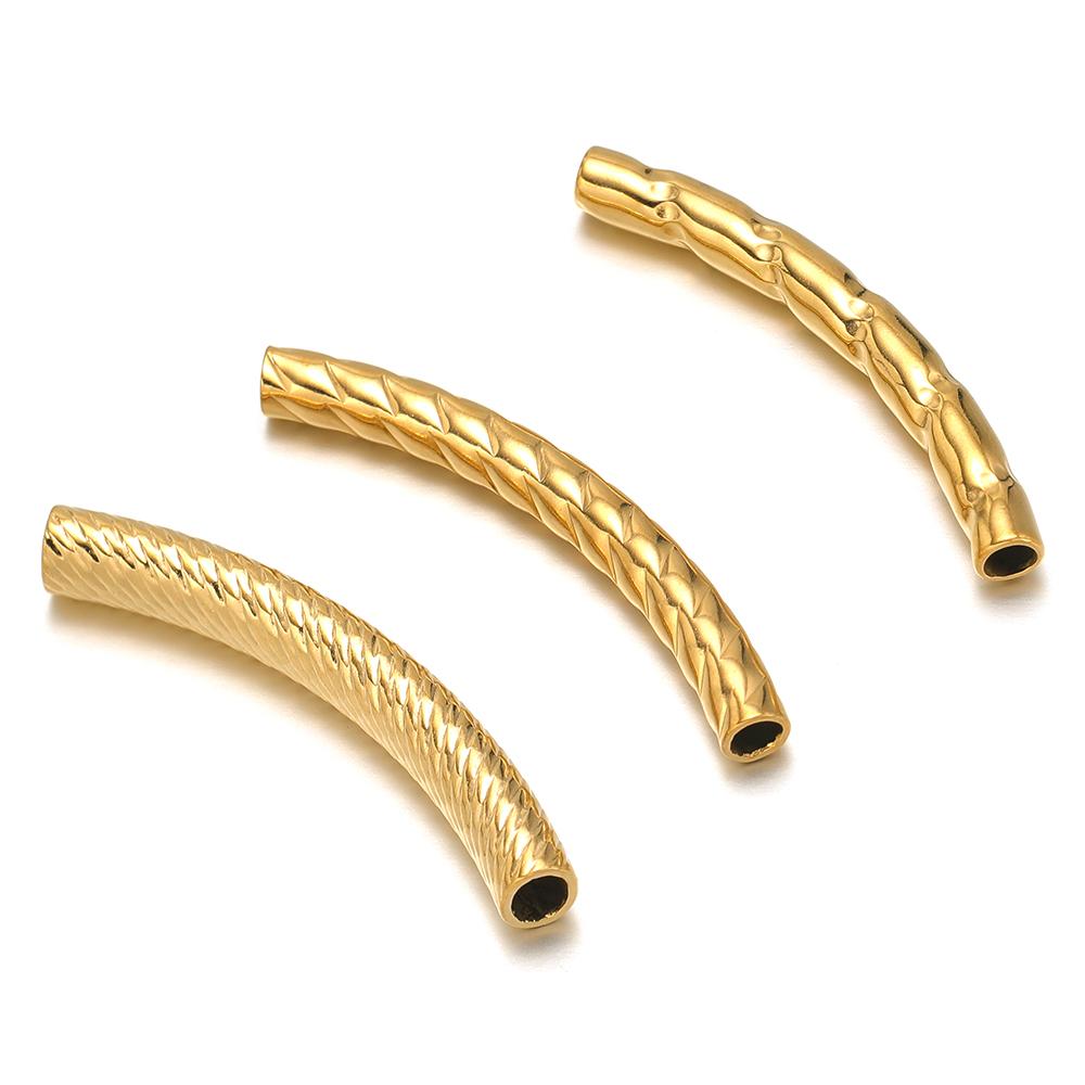 10pcs Stainless Steel Connectors Curved Tube for Jewelry Making Gold Color Straight Beads Bracelet Necklace DIY Jewelry Finding