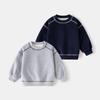 Spring and Autumn Children's Clothing Boys Crew Neck Sweater Children's Pullover Top Bright Line Contrast Jacket Tide