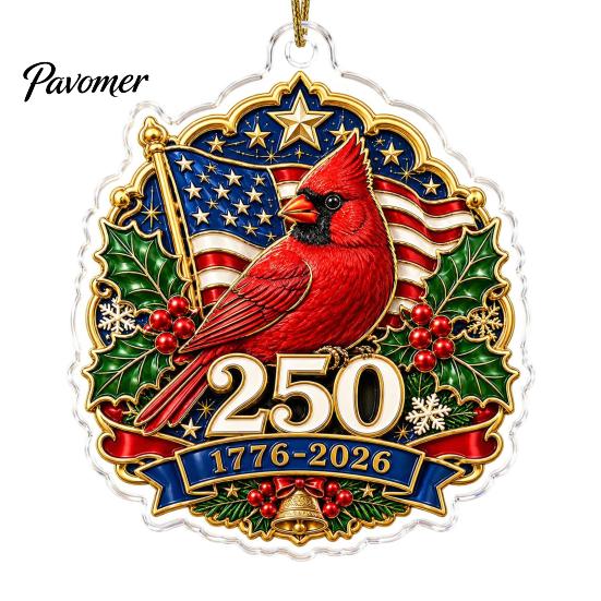 250th Anniversary Christmas Ornament Ornament, USA Santa Train 2D Flat Acrylic Decoration Patriotic Themed Party Supplies for Tree Holiday Decor, 1776