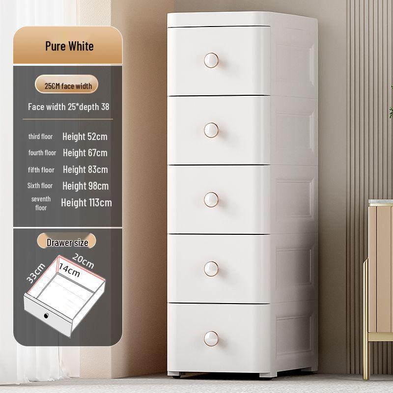 Slim Plastic Multi-Layer Storage Cabinet with Drawers for Kitchen and Bathroom