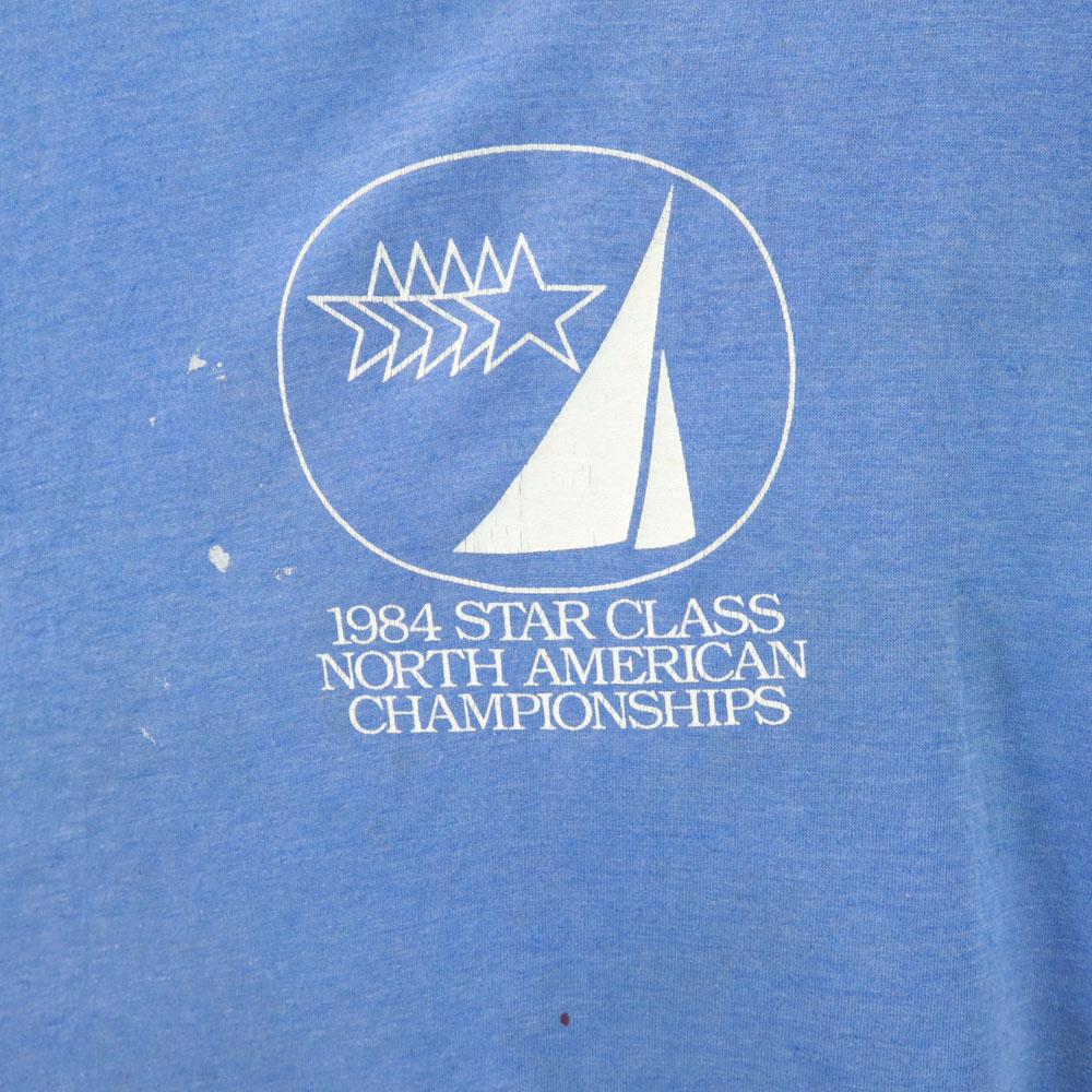 70s Short sleeve Single stitch T-shirt blue Old vintage Men's Used