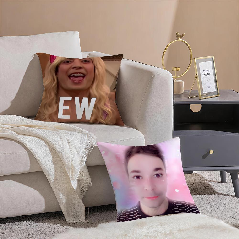 JJimmy FFallon Meme Cushion Cover Pillowcase Short Plush Invisible Zipper Room Sofa Cushion Cover