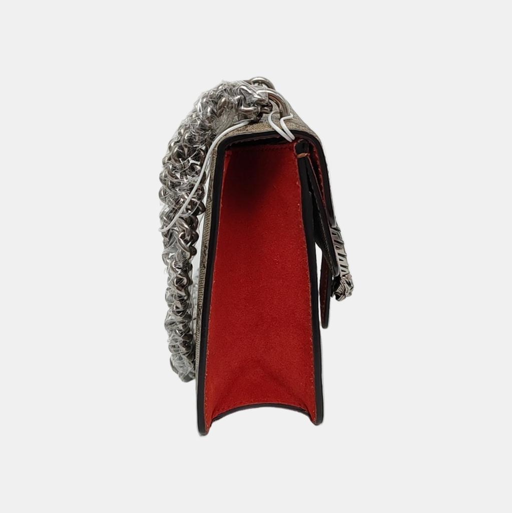 [Pre-Owned] Dionysus Textured Tiger Head Spur Buckle Logo Print Canvas And Suede Chain Shoulder Bag - Good #1WD8K0Y