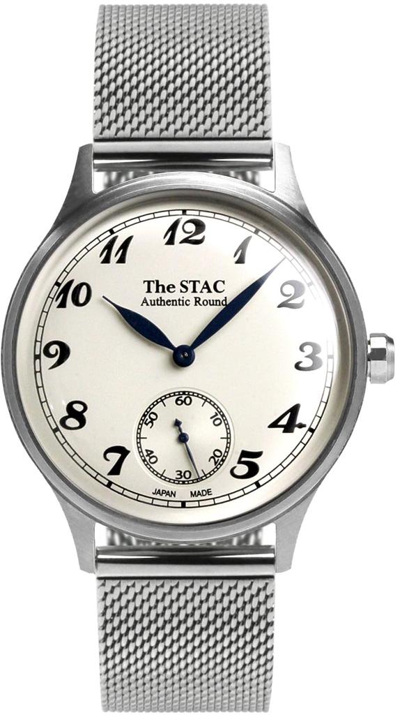 The STAC Made In Japan Domestic Watch 36mm Classic Retro Unisex White Stainless Steel Mesh Belt [The Stack] Men's Women's ST-AR002