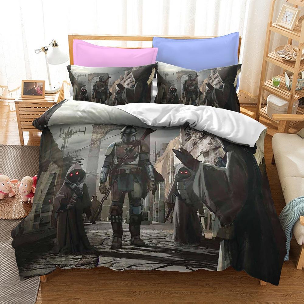 Juego de Ropa de Cama, Serie Mandalorian Tamaño Funda Nórdica de Tres Piezas