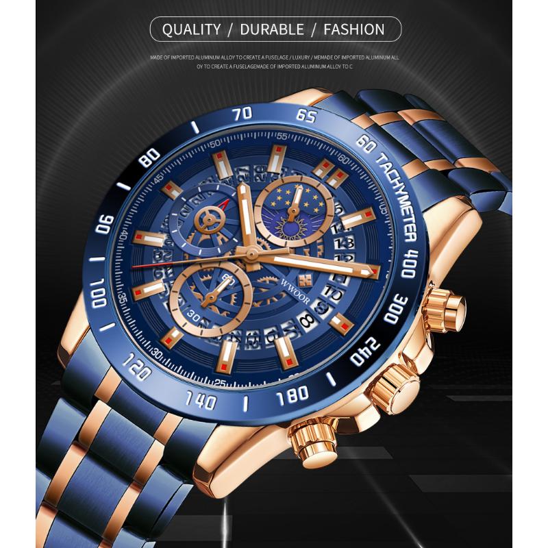 WWOOR Ceasuri de sport pentru bărbați de afaceri pentru bărbați Ceas de cuarț la modă rezistent la apă