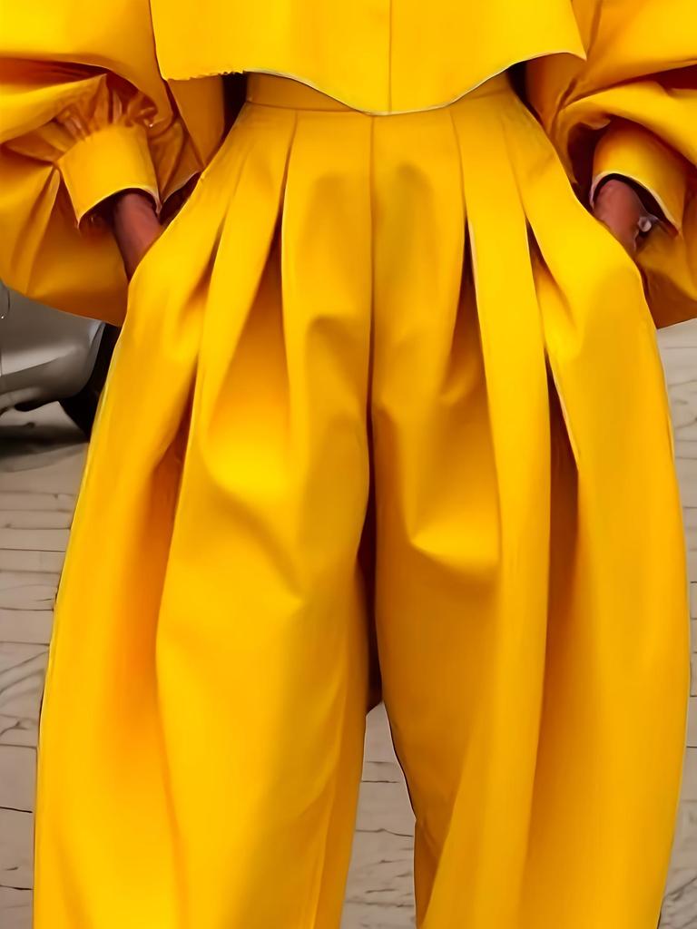 2025 European & American Women's Irregular Design Long-Sleeved Sweatshirt & Harem Pants Set