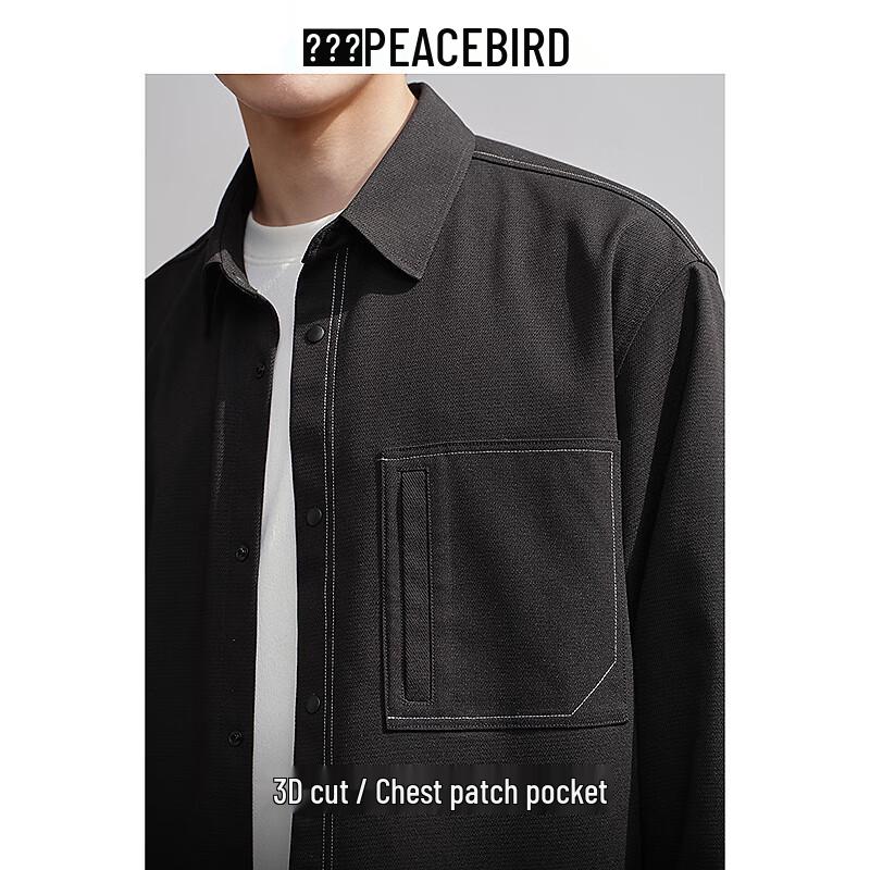 PEACEBIRD Men's Retro Jacquard Loose Fit Pocket Shirt