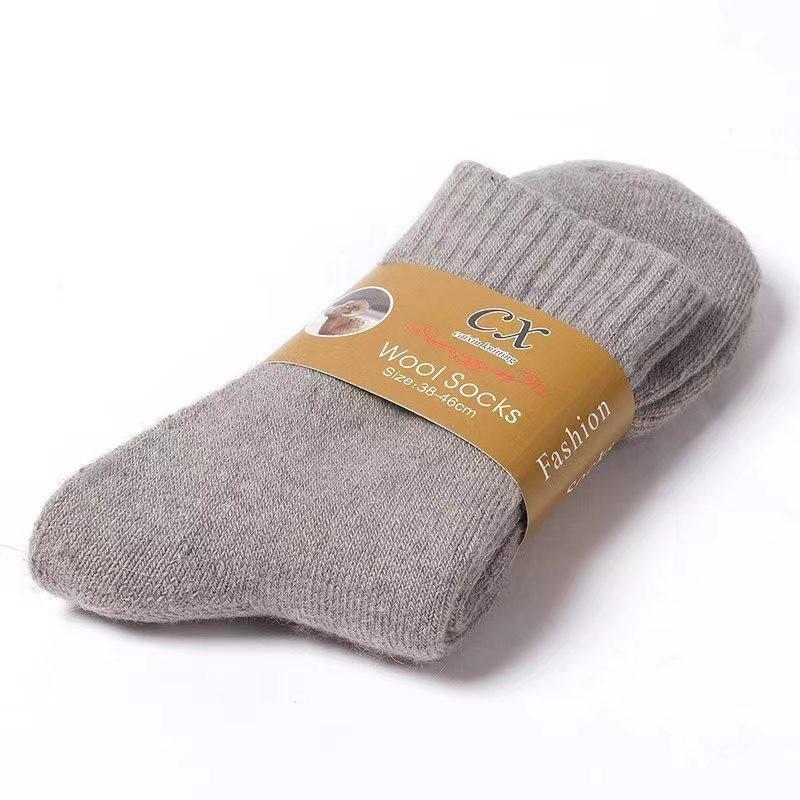 Men's Thickened Wool Mid-Calf Socks - Autumn Winter Warm Solid Color Fashion