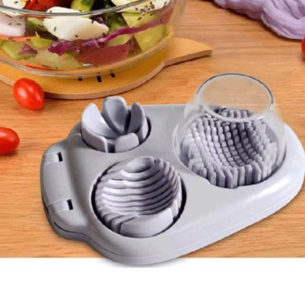 3 in 1 Egg Cutter Manual Kitchen Gadge Portable Fruit Slicing Tool Multifunctional Vegetable Crusher Hard Boiled Eggs