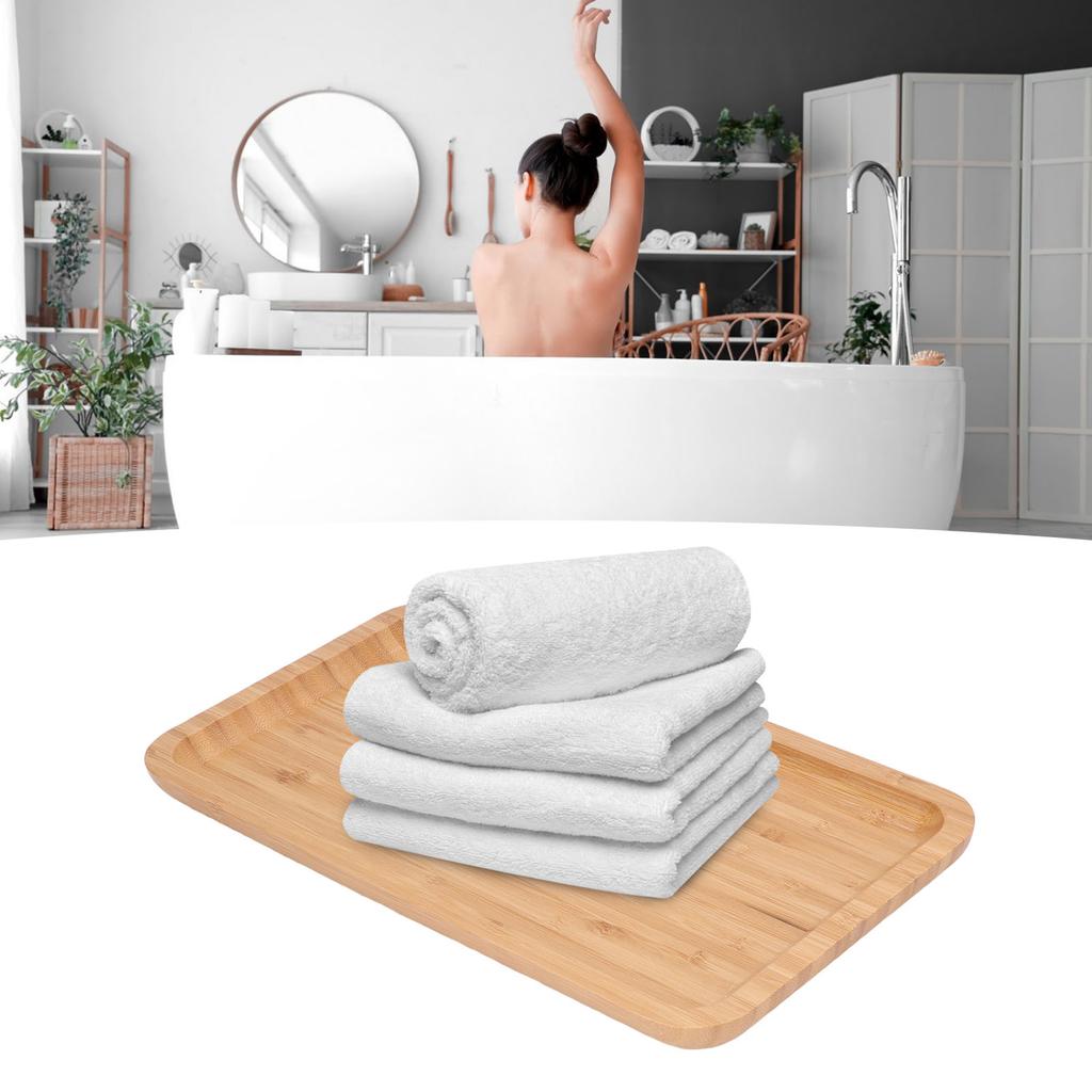 Bathroom Vanity Tray Cosmetics Storage Makeup Organizer Rectangular Bamboo Wood Modern Home Decor Bathroom Countertop Tray