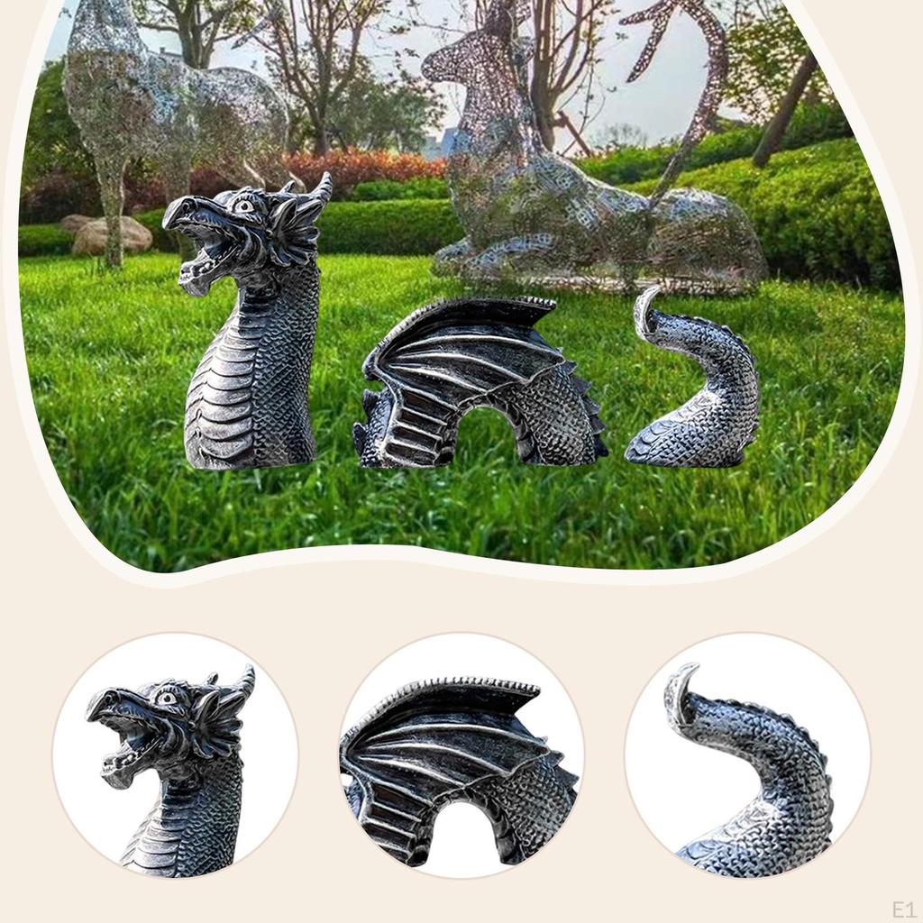Three Section Dragon Sculpture Garden Statue Gift Decoration Vinyl Figurine Landscape Ornament for