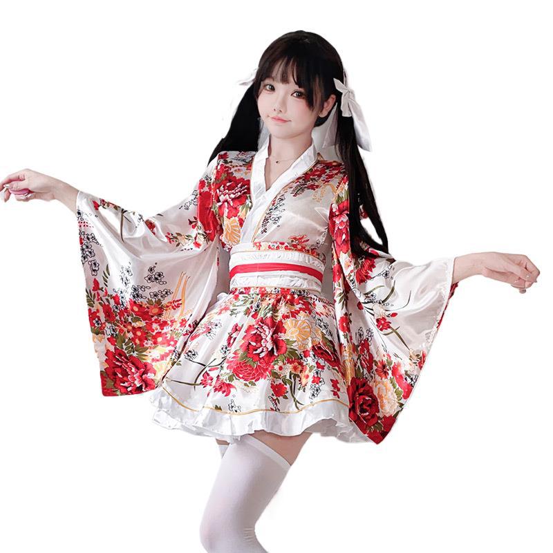 Japansk klänning traditionell kimono sommar japansk stil tryck förbättrad yukata kimono damdräkt cosplaykläder
