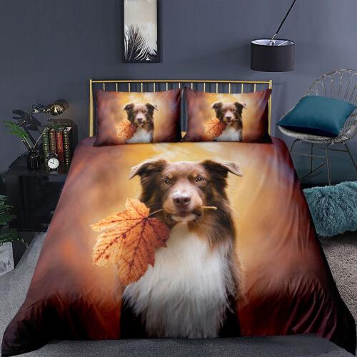 Dog Printed Bedding Set 2/3PCS Duvet Cover & Pillowcase Doona Quilt Cover
