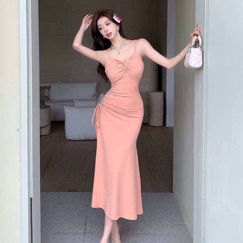 High-Quality French Design Spicy Girl Camisole Dress - Summer High-End Waist-Cinched Hip-Hugging Long Dress Large