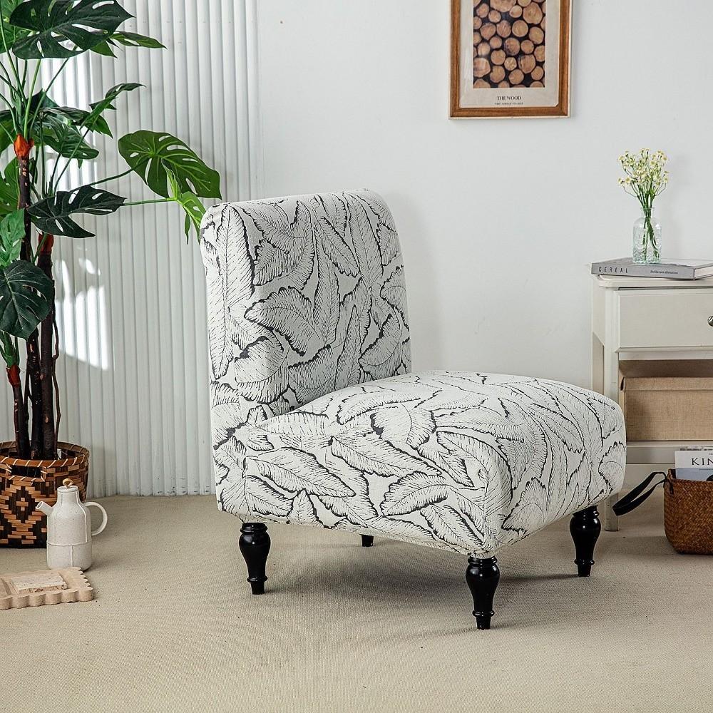 Durable High Stretch Armless Chair Cover Washable Printed Single Sofa Slipcover Seat Chair Cover серый