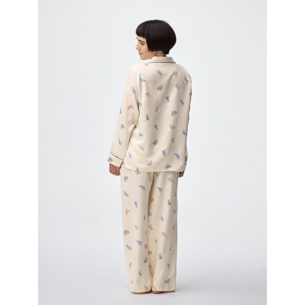 GU by Uniqlo Satin Pajamas  Long Sleeves   Long Pants   Cat 