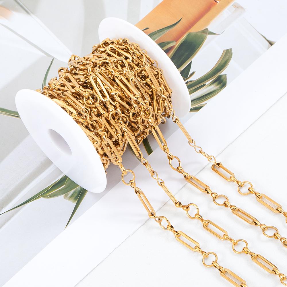 No Fade 1Meter Stainless Steel Gold & Silver Color Twist Stick Link Chain Bulk Chains for DIY Necklace Bracelet Jewelry Making