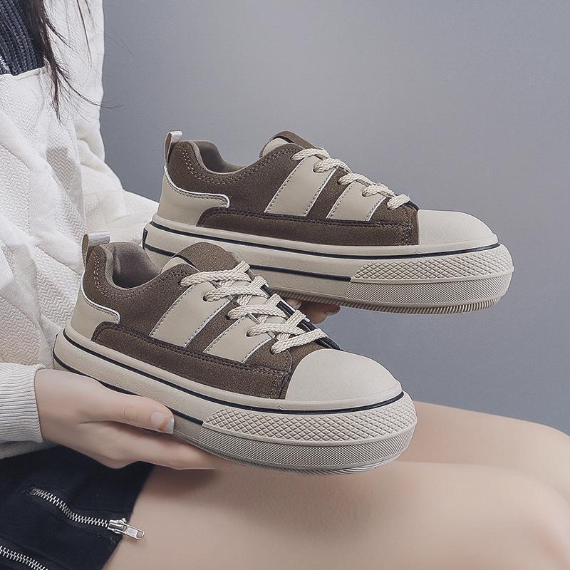 Spring and autumn new female students versatile canvas shoes ins fashion muffin casual thick baseplate shoes