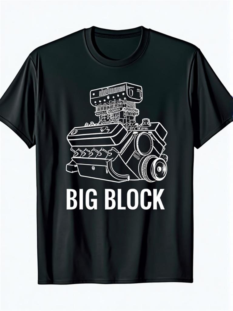 Vintage Car Enthusiast Big Block V8 Engine Graphic Tshirt 100 Cotton Oneck Short Sleeve Summer Casual Unisexs Tshirt Streetwear