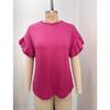 Spring and Summer Solid Color Round Neck Lotus Leaf Sleeve Short Sleeved Women's T-shirts Top