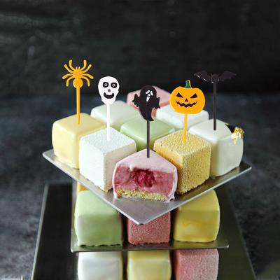 20/10PCS Cure-dents en Plastique Halloween Style Mixte Fantôme Chauve-souris Araignée Fruits Cure-dents Décoration Fête Cupcakes Halloween