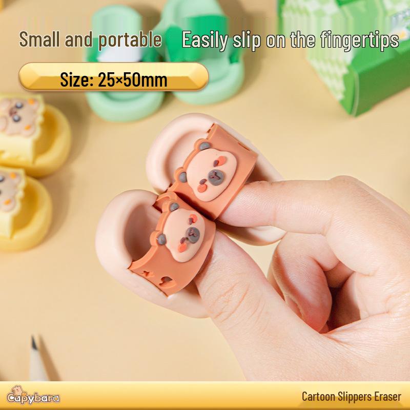 Creative Capybara Animal Slipper Eraser: Cute Cartoon Student Stationery
