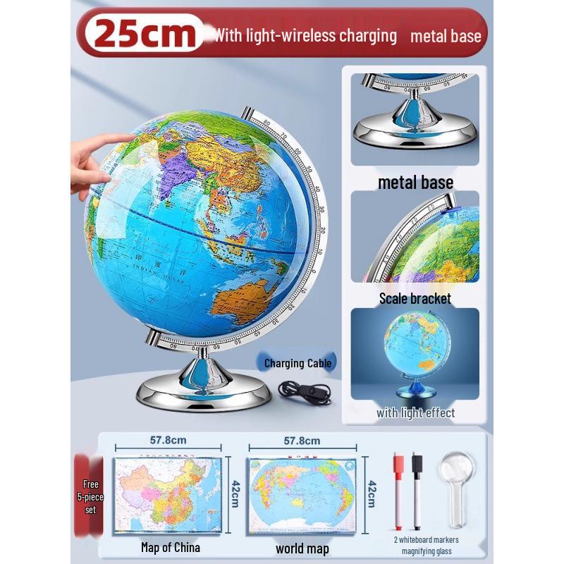 Magnetic Levitation 3D Globe for Students - Large Size, Ideal for Elementary & Junior High School