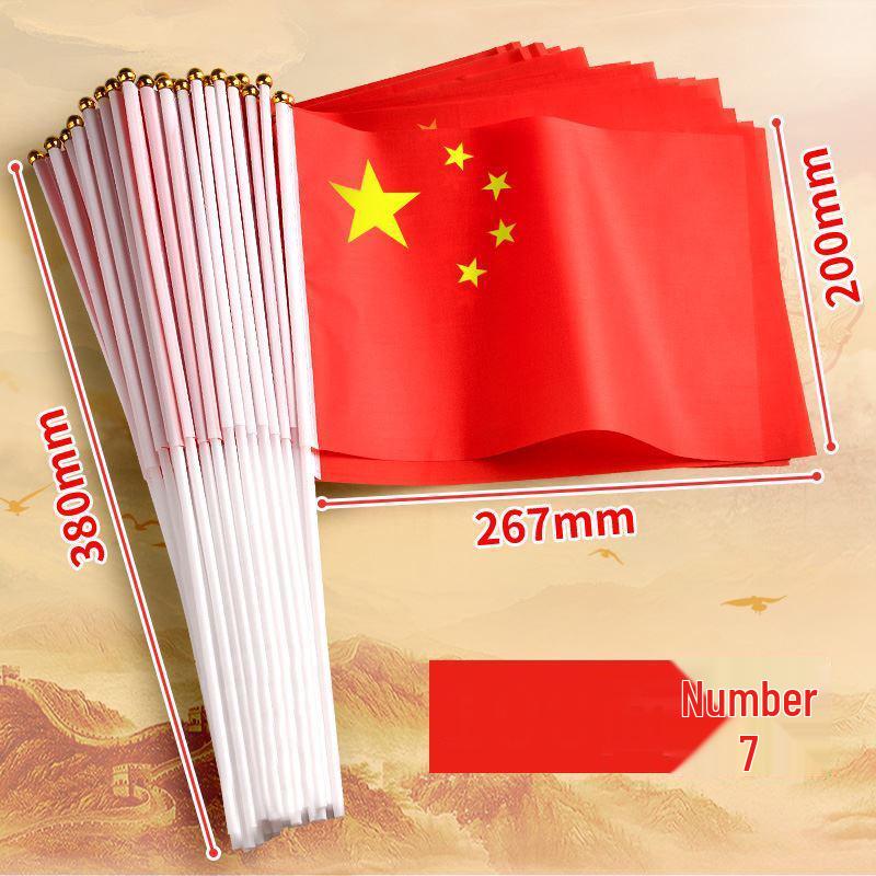 Banderas Nacionales Rojas de Cinco Estrellas Chinas Pequeñas de Mano con Palo para Decoración del Día Nacional