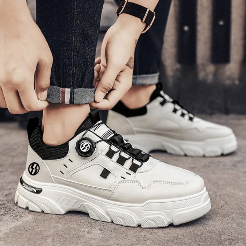 Fashion Sneakers Man Spring Trend Hot Sale Comfort Soft Soled Casual Shoes for Fashion Rotating Button Male Work Boots Zapatillas Hombre