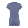Women's Fashion Color Round Neck Slim Fit Short Sleeved Shorts Casual Sports Two Piece Set