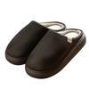 New high-end PU leather slippers autumn and winter couples indoor home velvet warm soft bottom non-slip cotton slippers