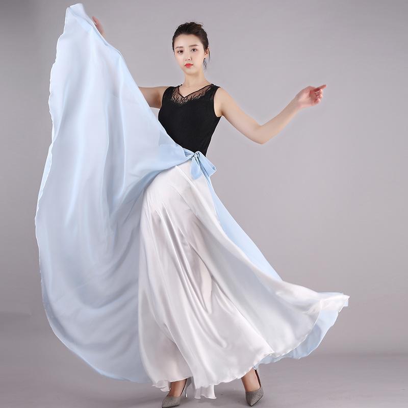 

King Kong Dance Poetry Двусторонняя розовая длинная юбка Qingshan со шнуровкой - китайский классический танцевальный костюм Skirt Length 85cm for Height 150-155cm