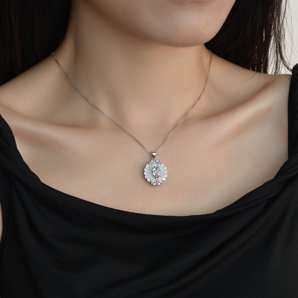 High-End Moissanite D Color Sterling Silver Pendant Necklace for Women - One Carat Round Gem