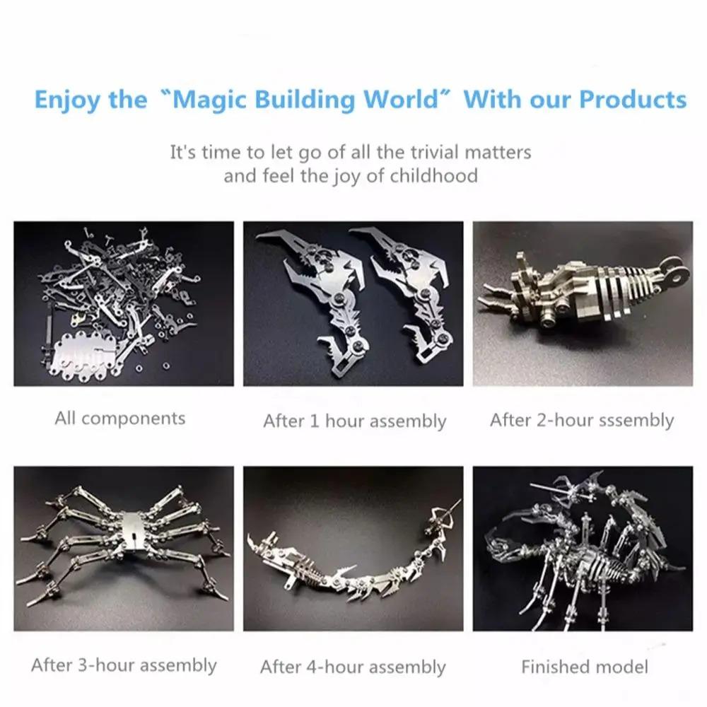 Microworld 3D Metal Animal Puzzle Games Steel Warcraft DIY Kits Detachable Jigsaw Birthday Gifts Toys For Home Decorative