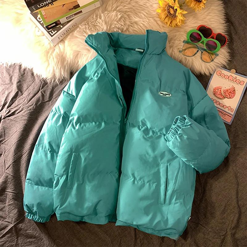 

Зимняя уличная одежда на молнии, однотонные парки, женская куртка Tide Ins, корейская версия, верхняя одежда, свободная повседневная куртка Y2K с подкладкой, пальто S синий