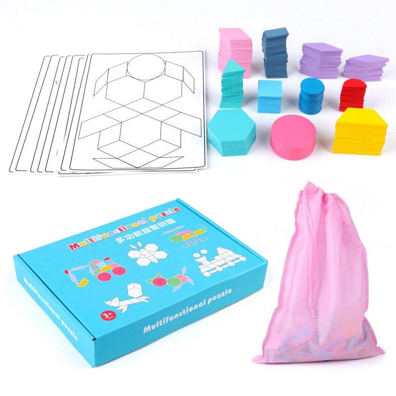 Set de puzzle din lemn, creativ, colorat, tangram, puzzle 3D, jucării educative Montessori pentru copii, jucărie de învățare pentru copii