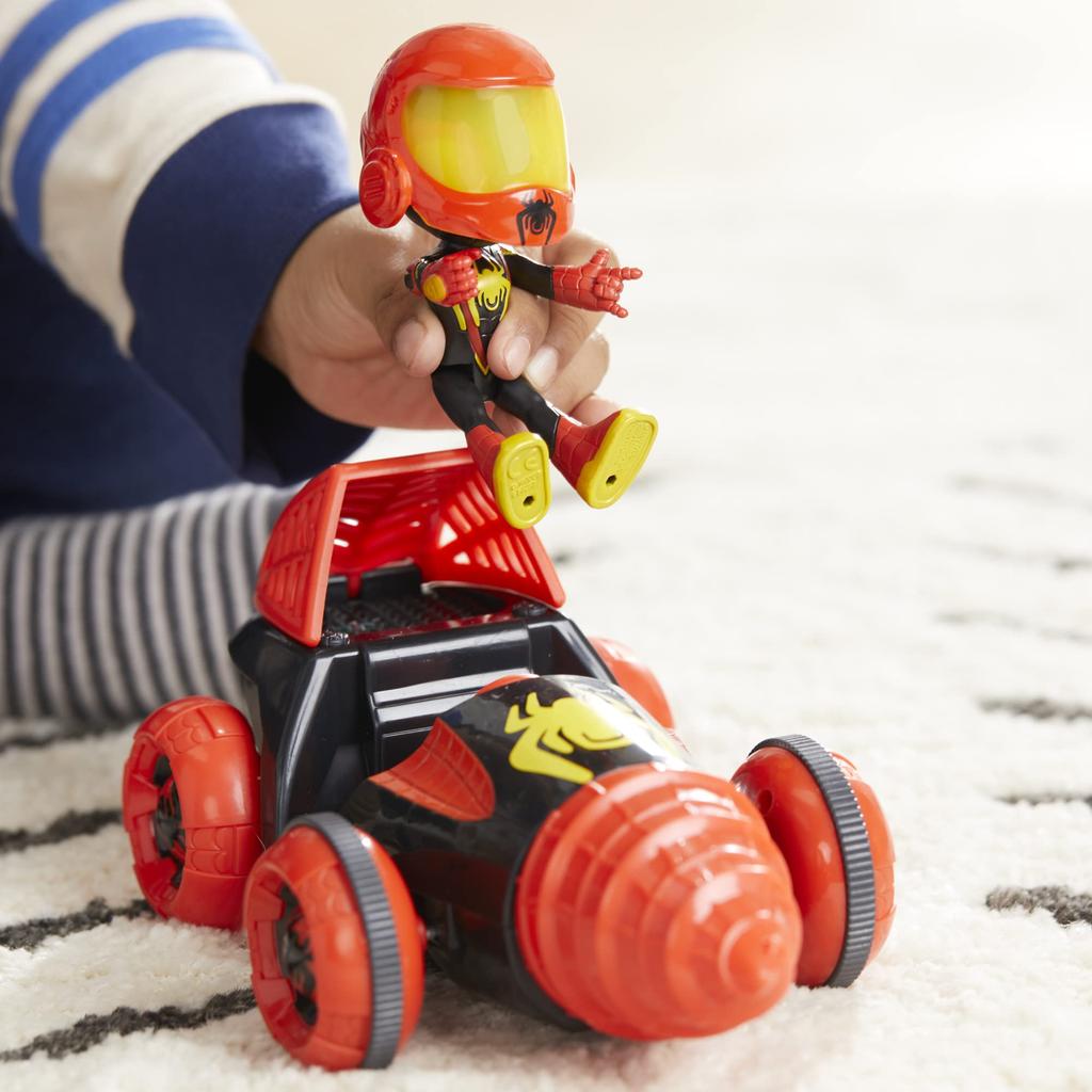 Hasbro Marvel Spidey en Vrienden Web Spinner met Boor Spinner Miles met Auto en Actie Leeftijden F7253 Morales Spider-Man, Accessoires, 4-inch (10 cm)