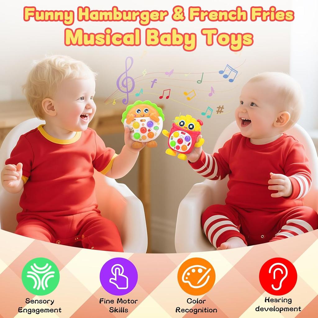 Hamburger Fries Music Toy, Baby Interactive Game,Travel Portable, Interactive Play,18+ Months, Gift Package