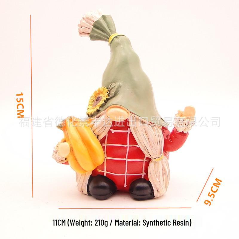 European-American Harvest Festival Resin Scarecrow & Gnome Ornaments for Thanksgiving